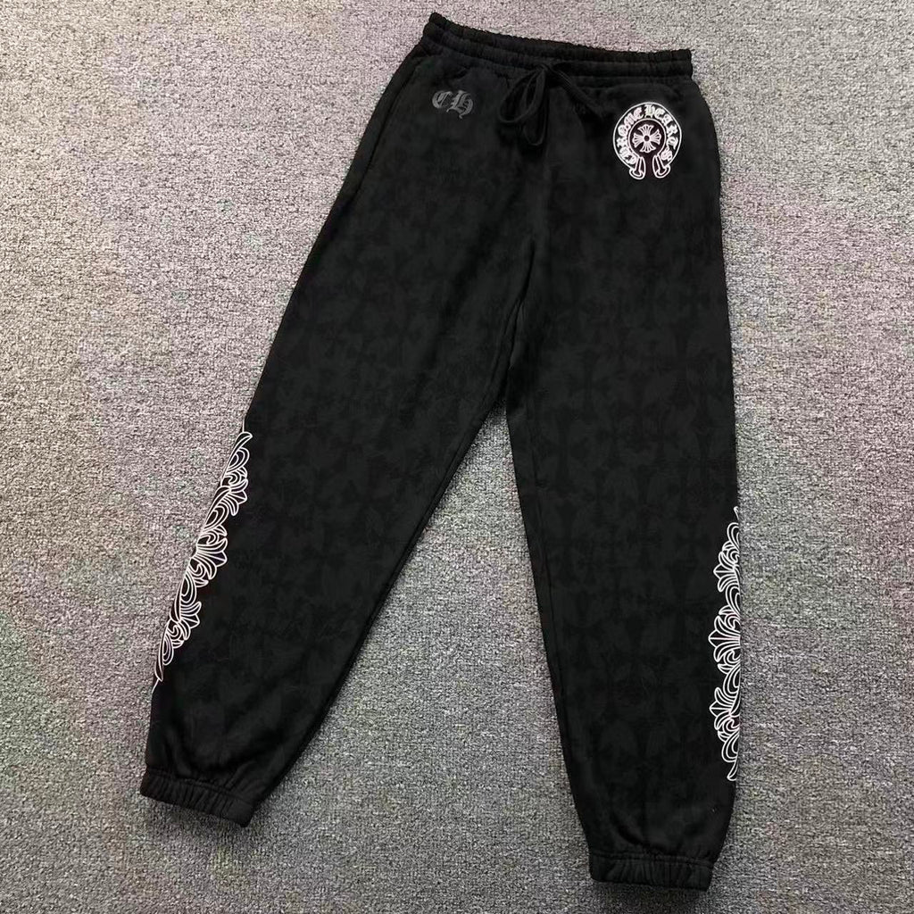 Black Cross Pattern Black Sweatpants™