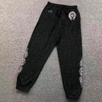 Black Cross Pattern Black Sweatpants™