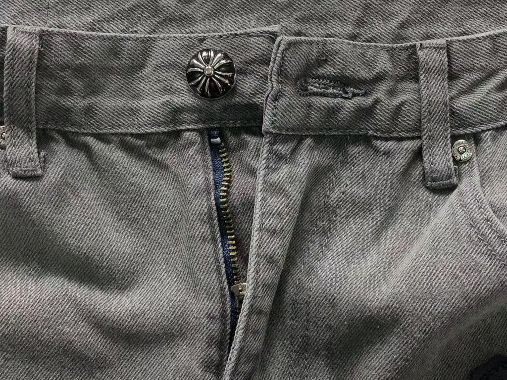 Purple & Black Cross Patch Mixed Graphic Grey Denim Jeans™