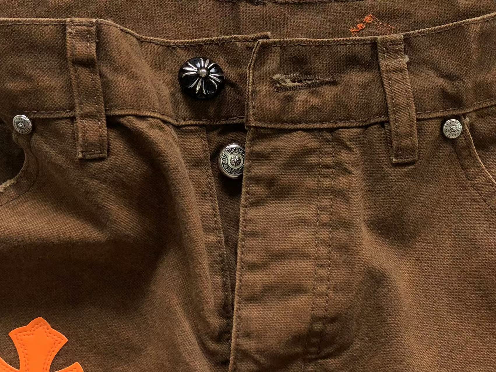 Black & Orange Cross Patch Brown Carpenter Pants™