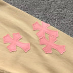 Checkered & Pink Cross Beige Denim Jacket