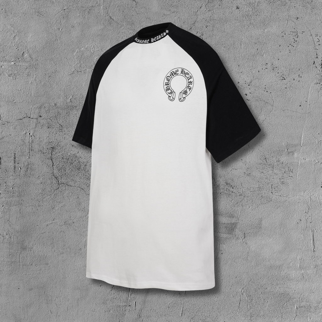 Black Sleeve Horseshoe White T-Shirt™