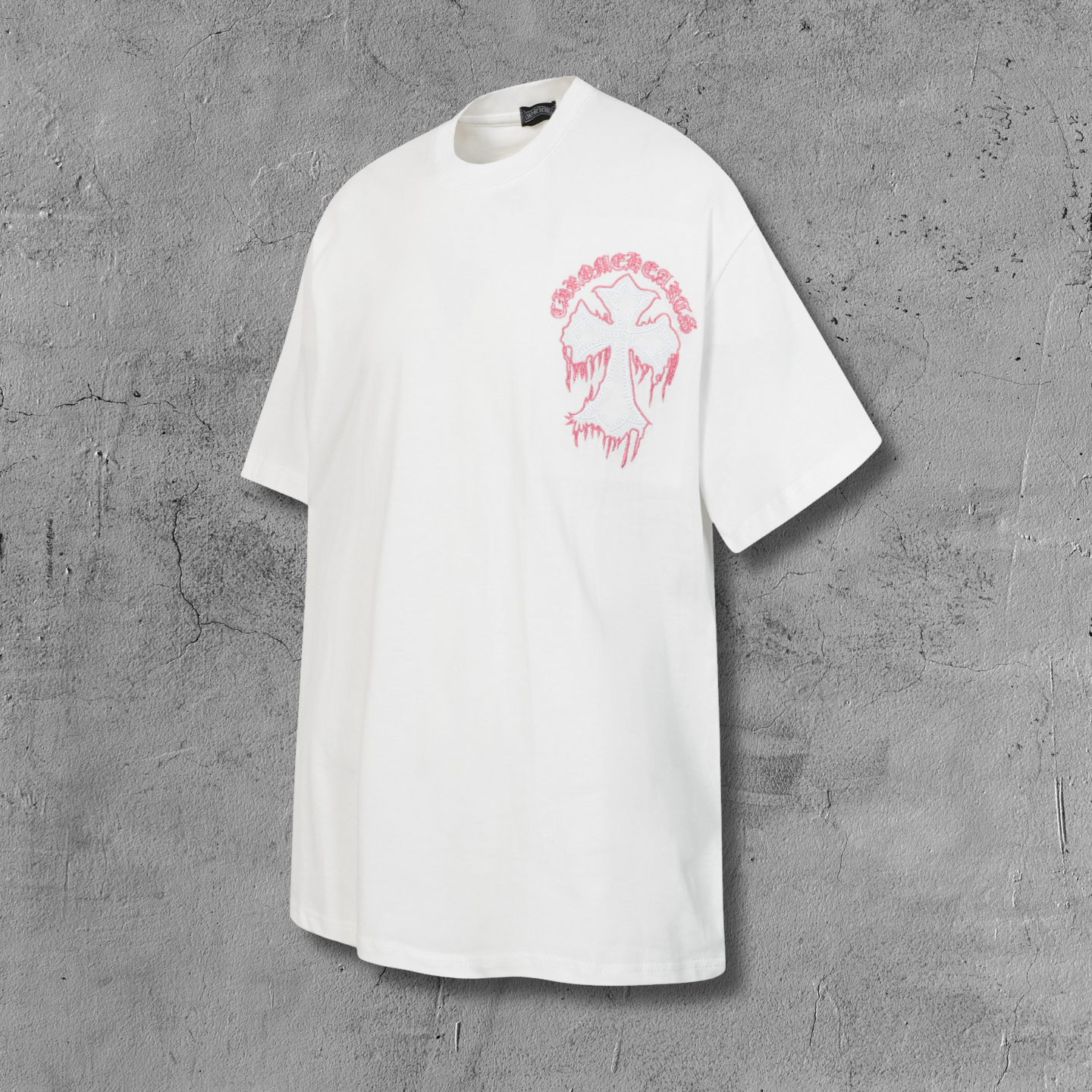 Pink & White Embroidered Cross White T-Shirt™