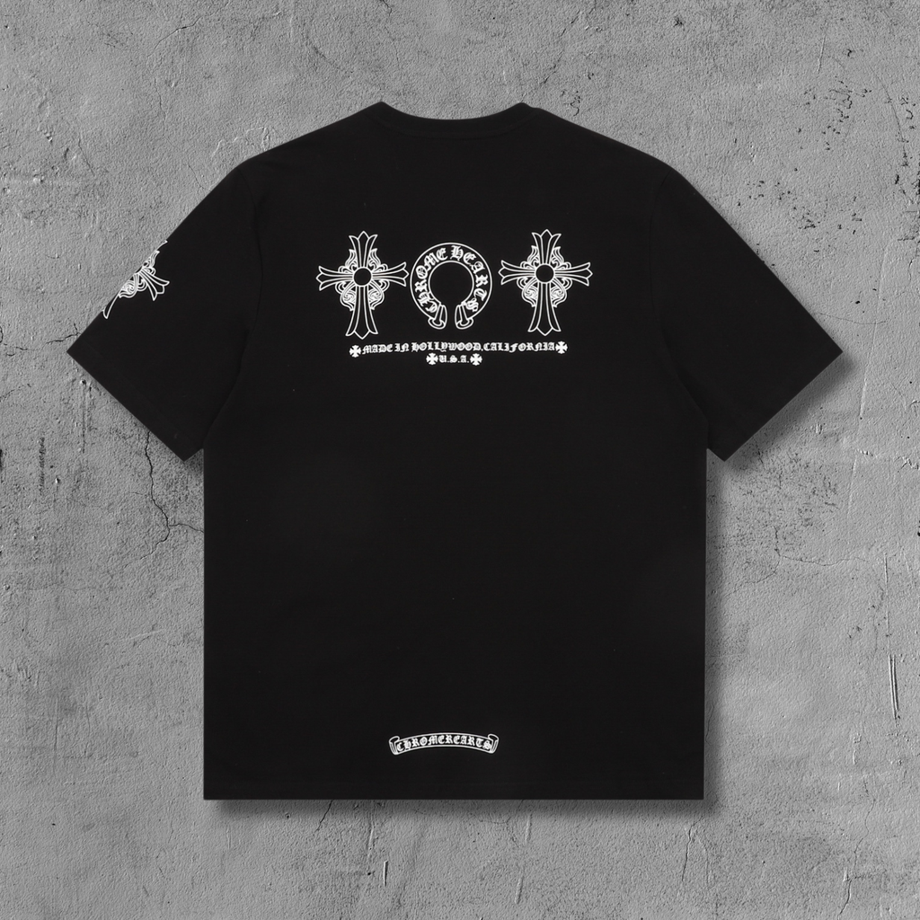 Ornate Double Cross Horseshoe Black T-Shirt™