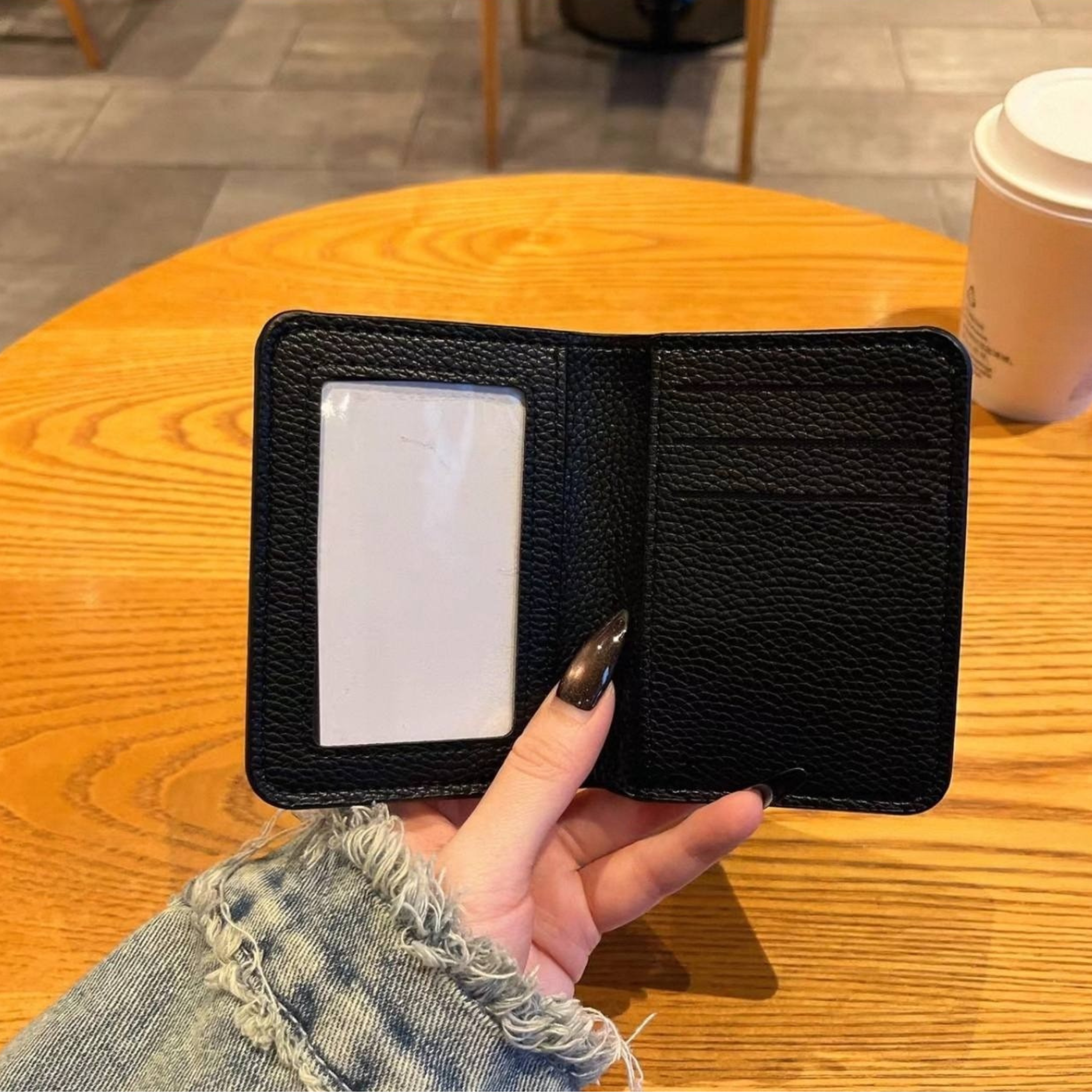 Metallic 3D Symbol Black Leather Wallet™
