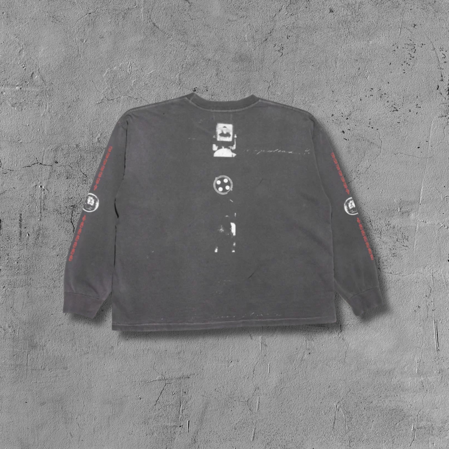 ER* Sleeve Print Washed Black Long Sleeve Shirt™
