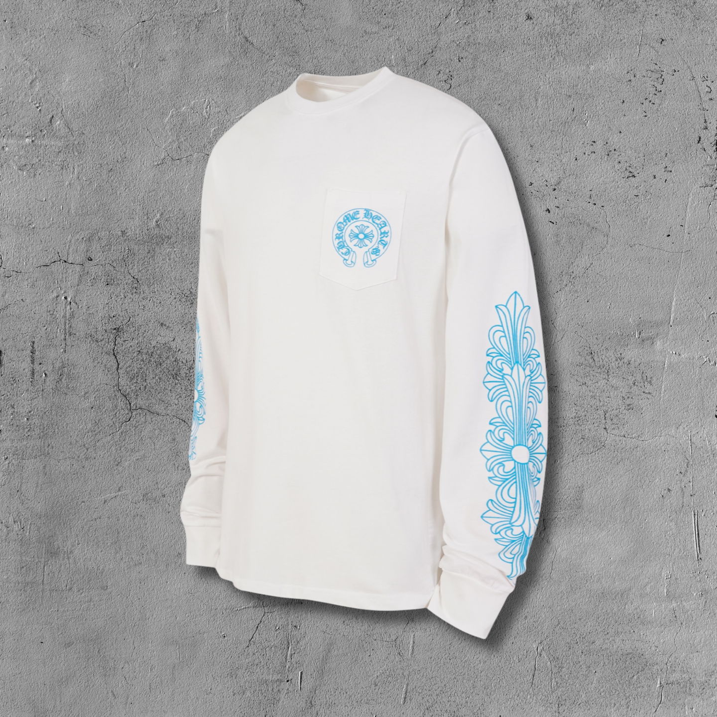 Blue Horseshoe Pocket White Long Sleeve™