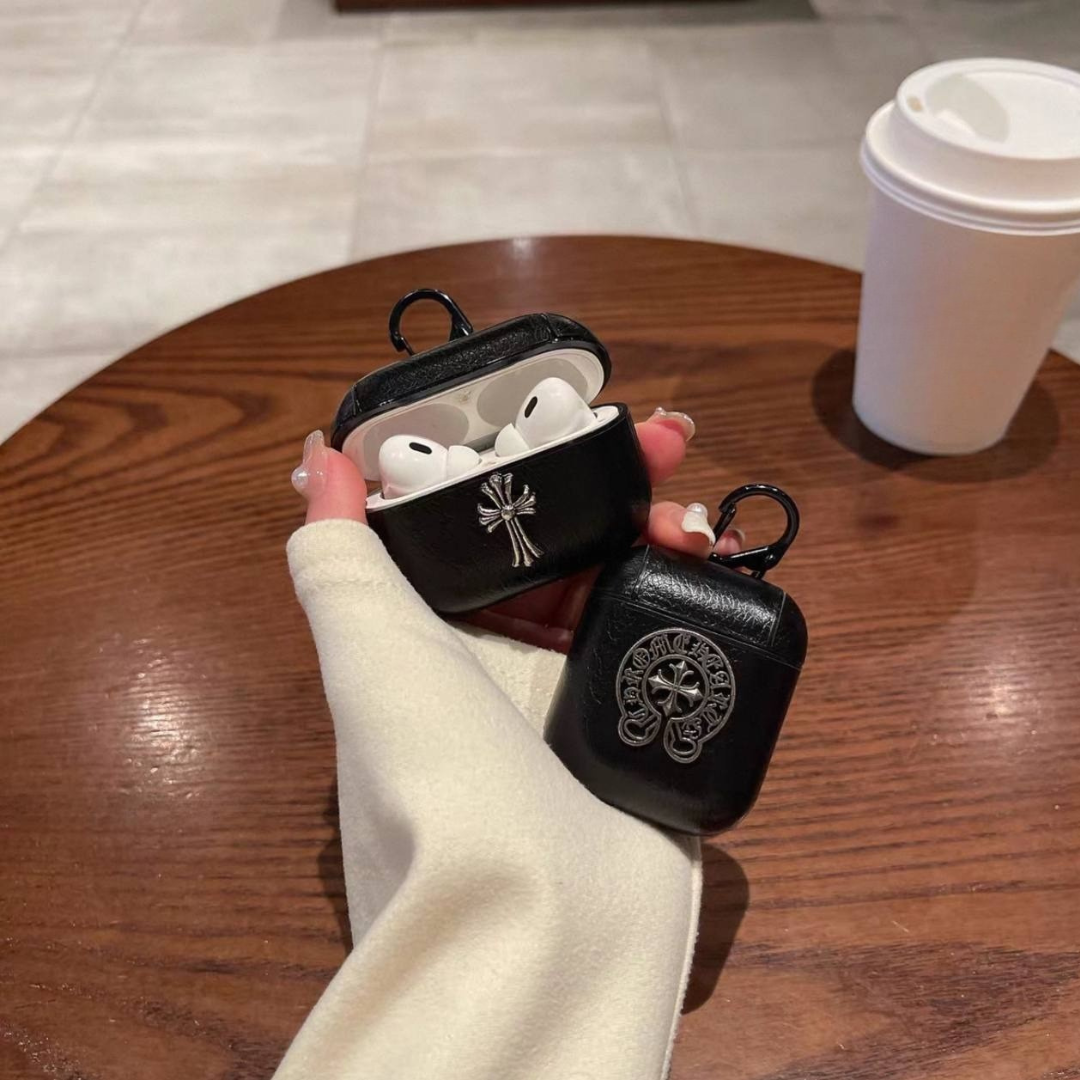 Gothic Symbol Black Leather Airpods Case™