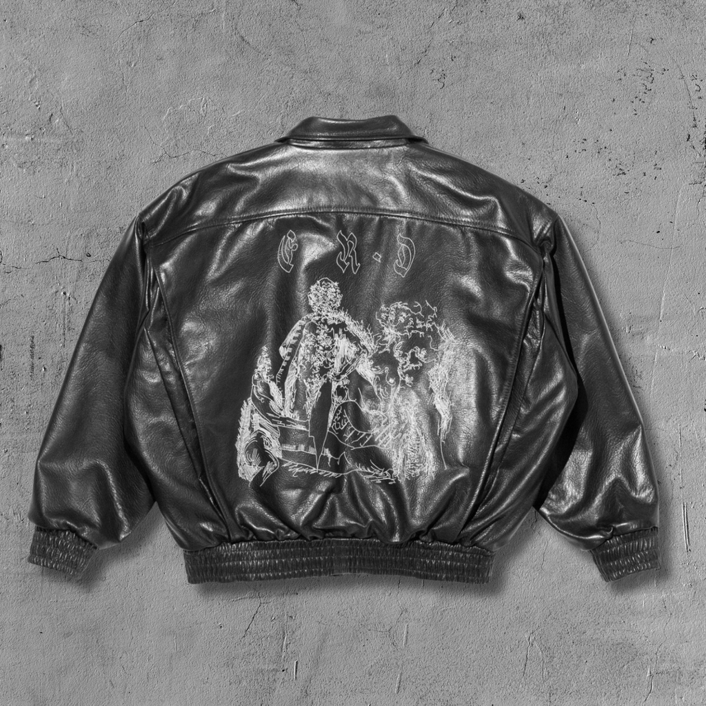 ER* Painter's Wives Black Leather Bomber Jacket™
