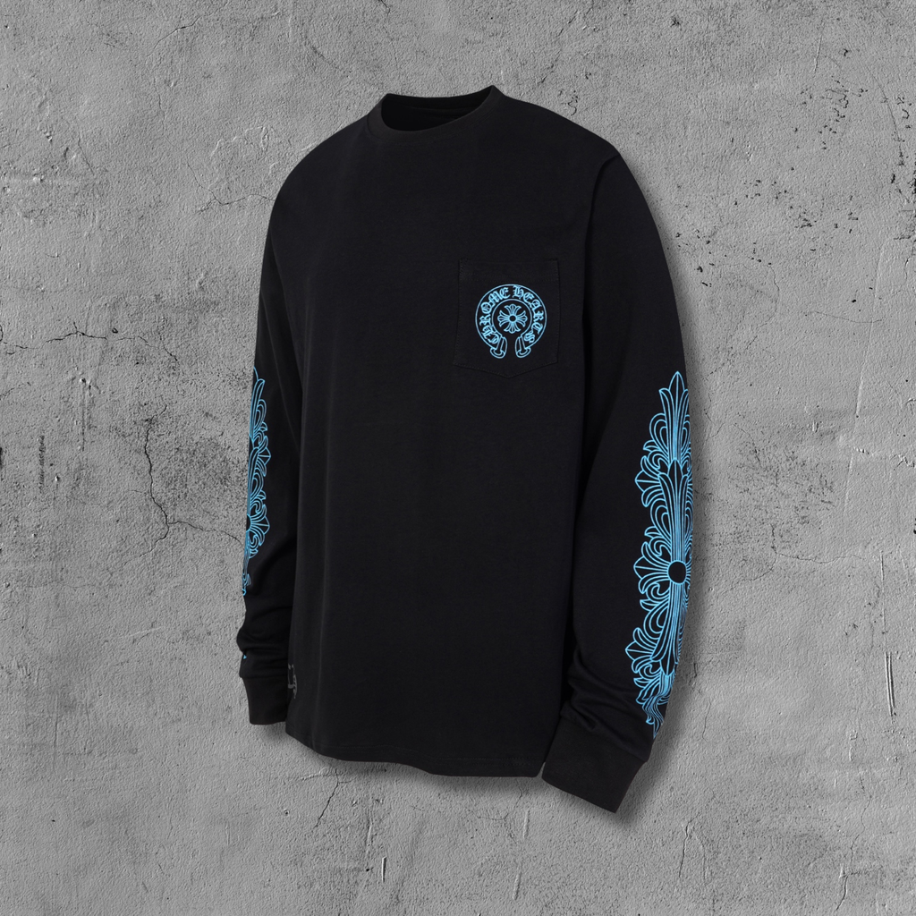 Blue Horseshoe Pocket Black Long Sleeve™