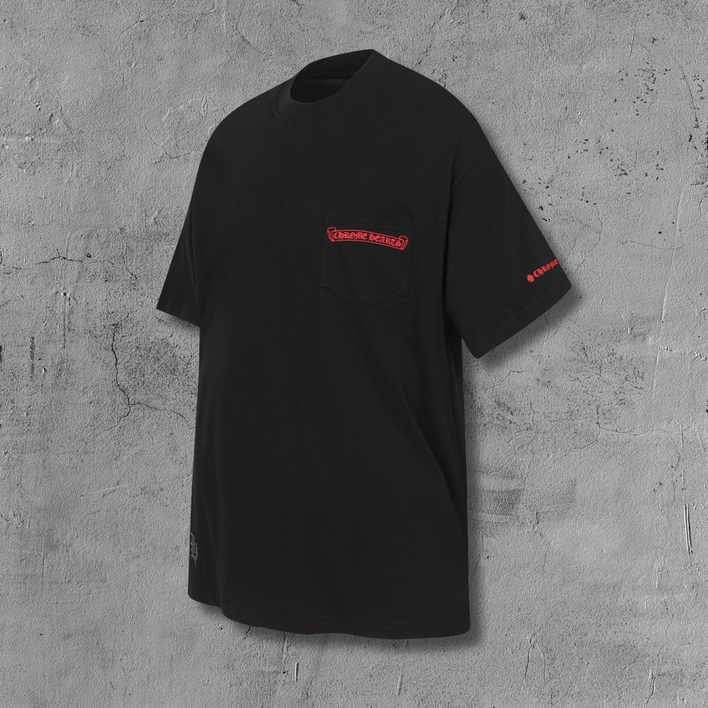 Red Pocket Logo Black T-Shirt™