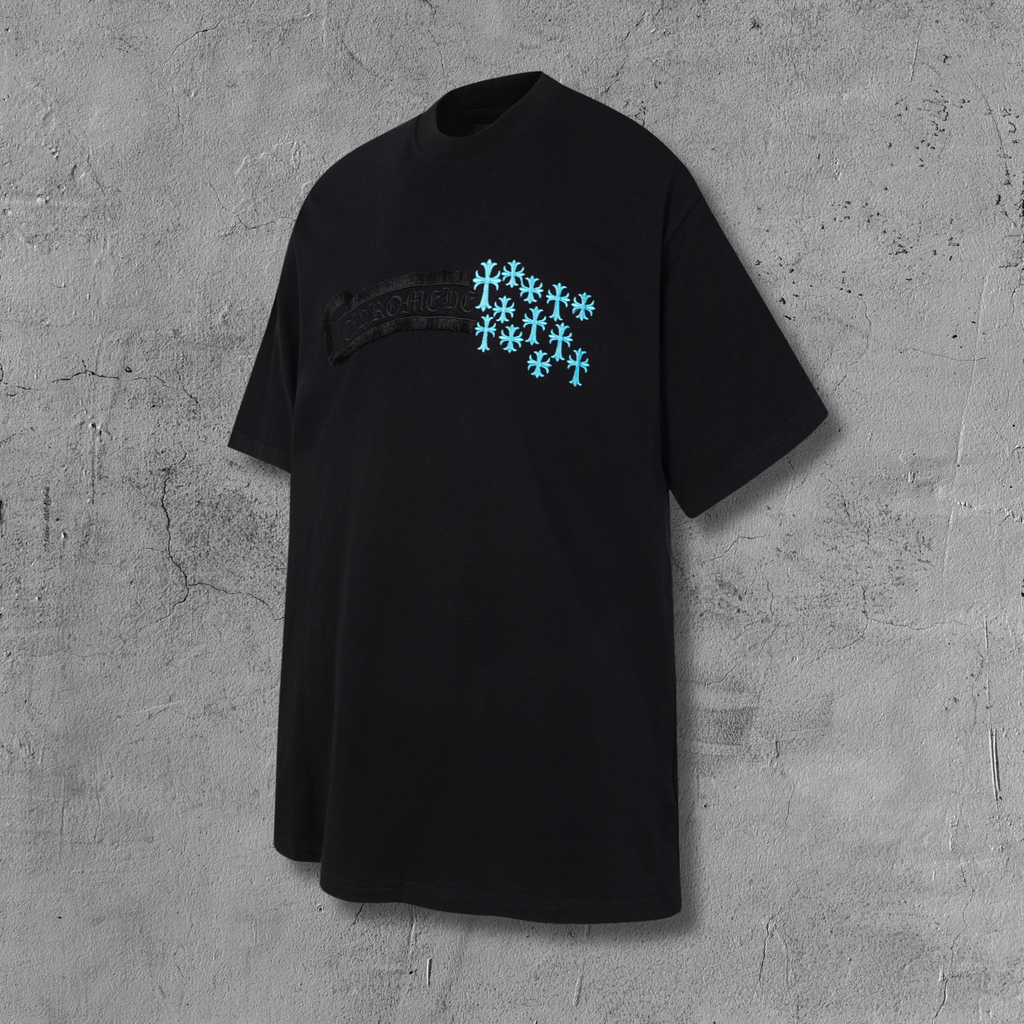 Turquoise Cross Scatter Black T-Shirt™