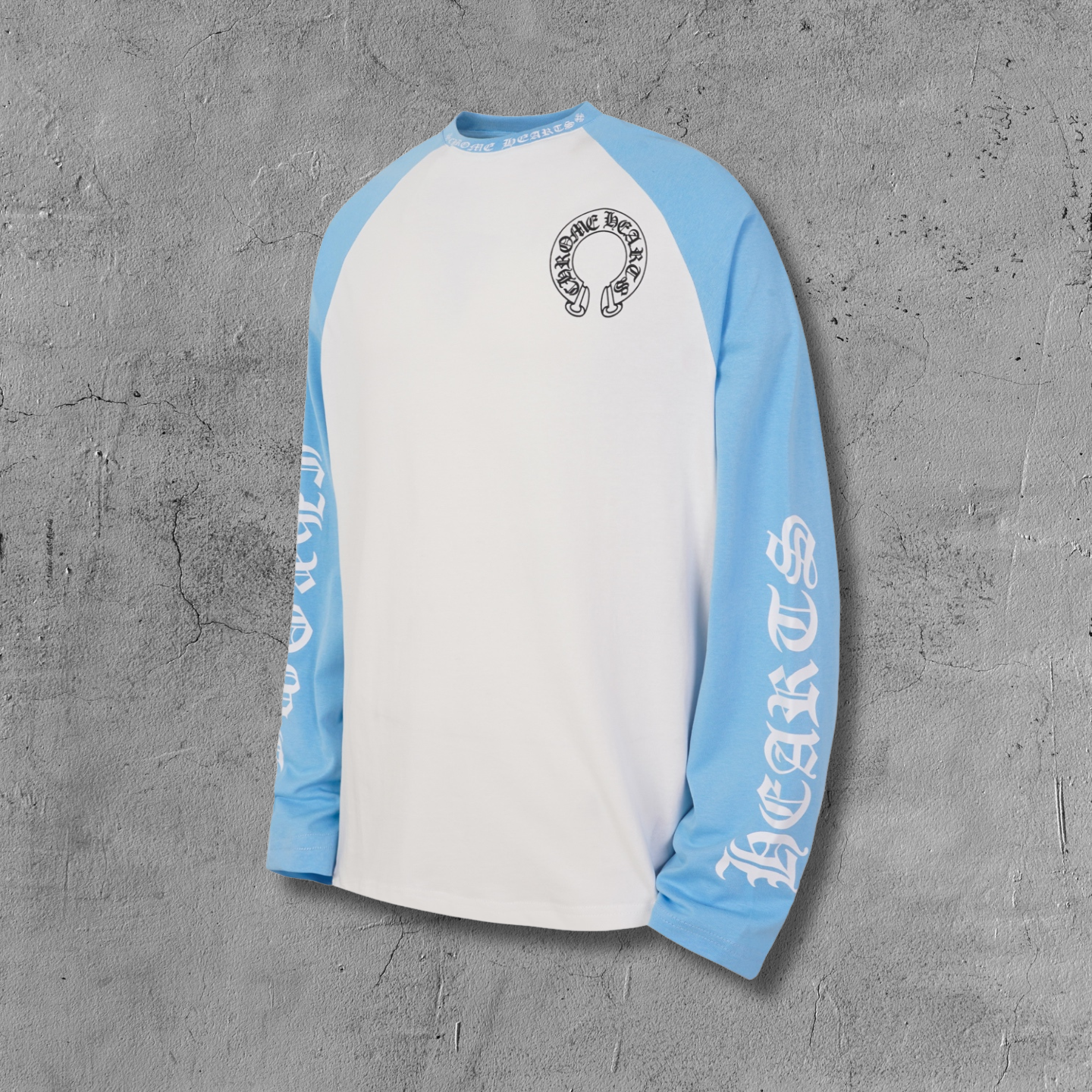 Typography Logo Light Blue & White Long Sleeve™