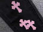 Pink Cross Patch Black Denim Jeans™