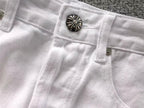 Red & Pink Cross Patch White Denim Jeans™