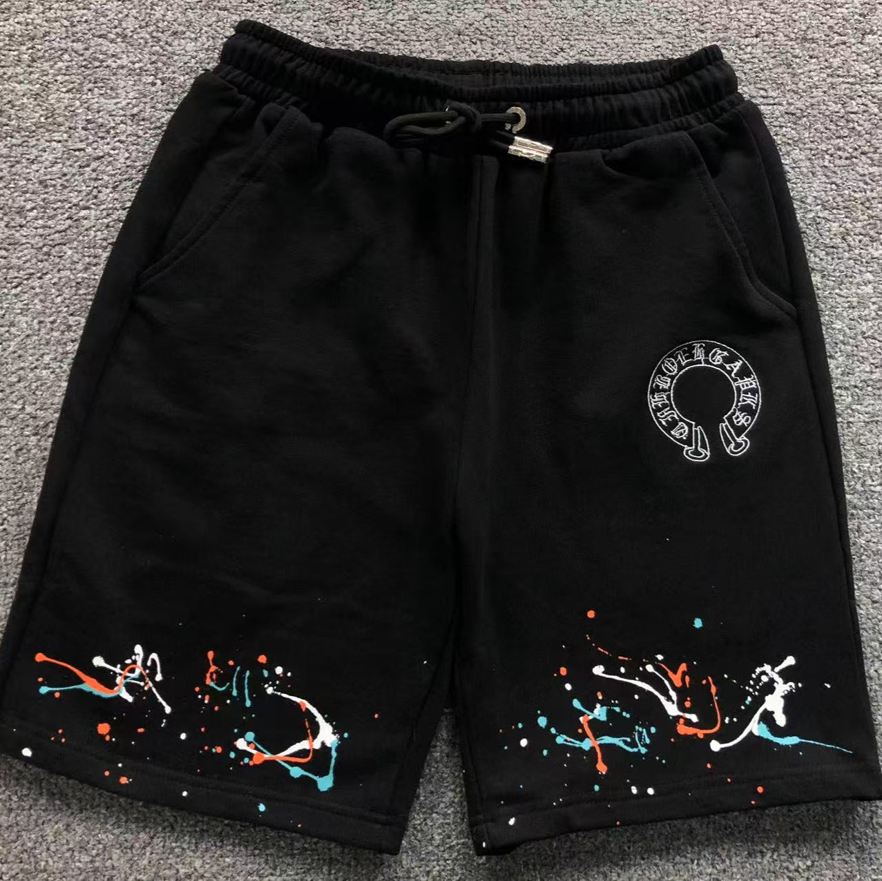 Horse Shoe Logo Paint Drip Black Sweatshorts™
