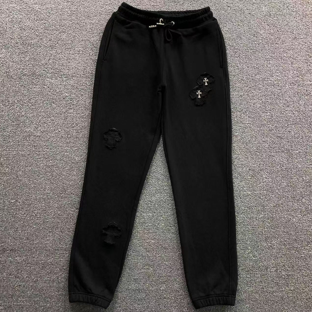 Black Cross Patch Black Sweatpants™