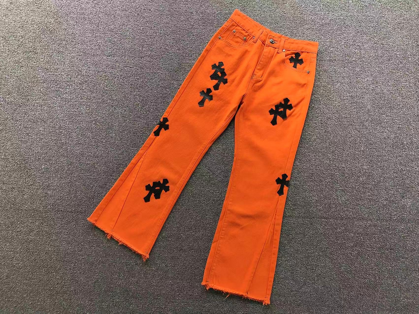 Black Cross Patch Orange Denim Jeans™