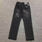 Black Leather Cross Patch Black Denim Jeans™