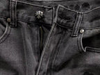 Black & White Cross Patch Fleurknee Dark Grey Jeans™