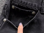 Black Leather Cross Patch Black Baggy Jeans™