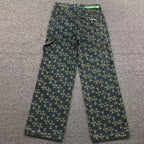 Cross Pattern Dark Denim Baggy Jeans™