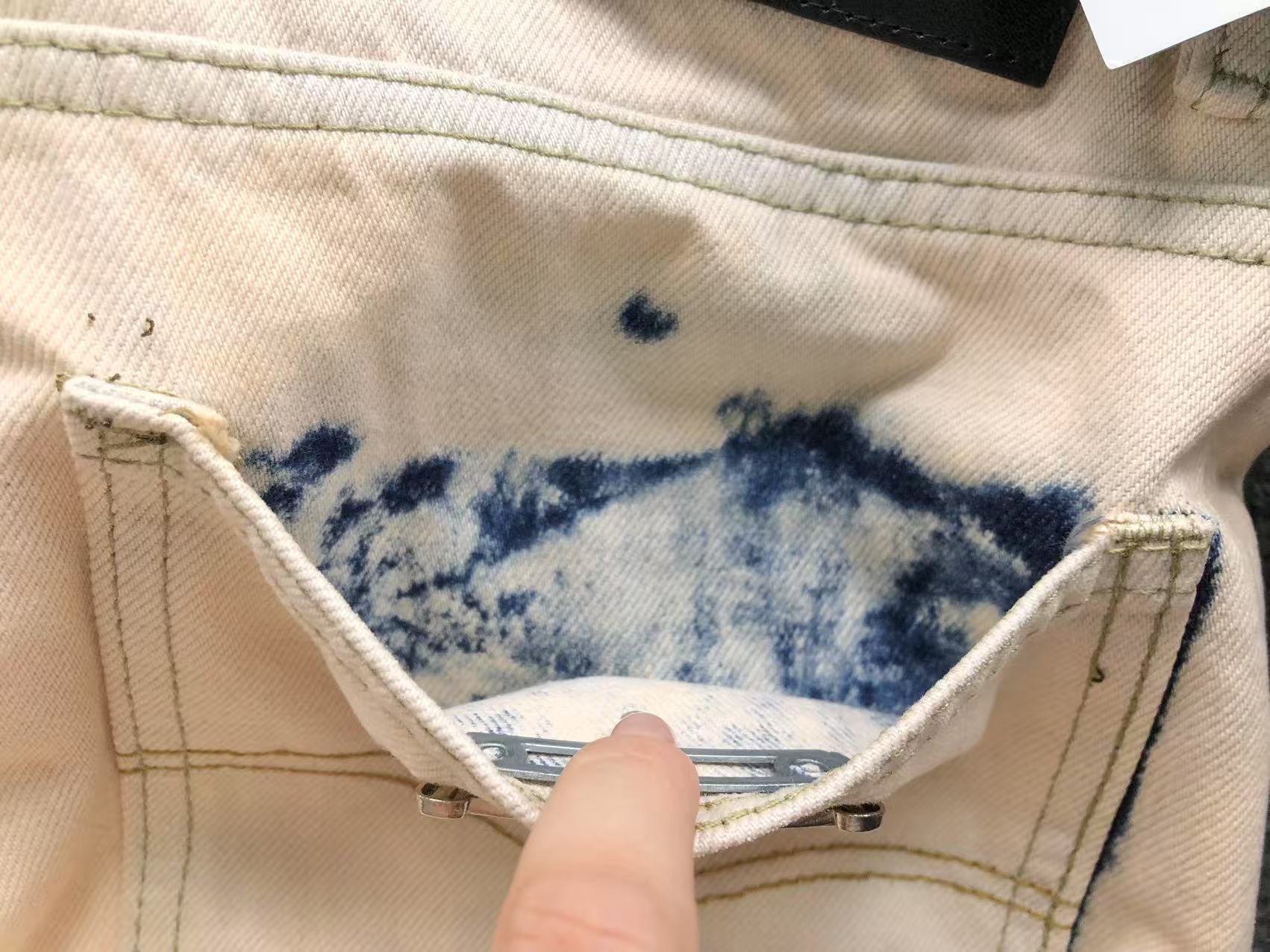 White Brown & Orange Cross Patch Cream Jeans™