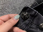 Multicolor Cross & Smiley Patch Grey Denim Jeans™