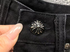 Red White & Black Cross Patch Black Denim Jeans™