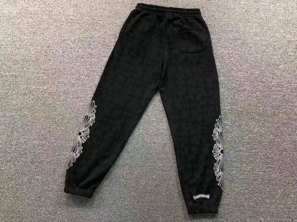 Black Cross Pattern Black Sweatpants™