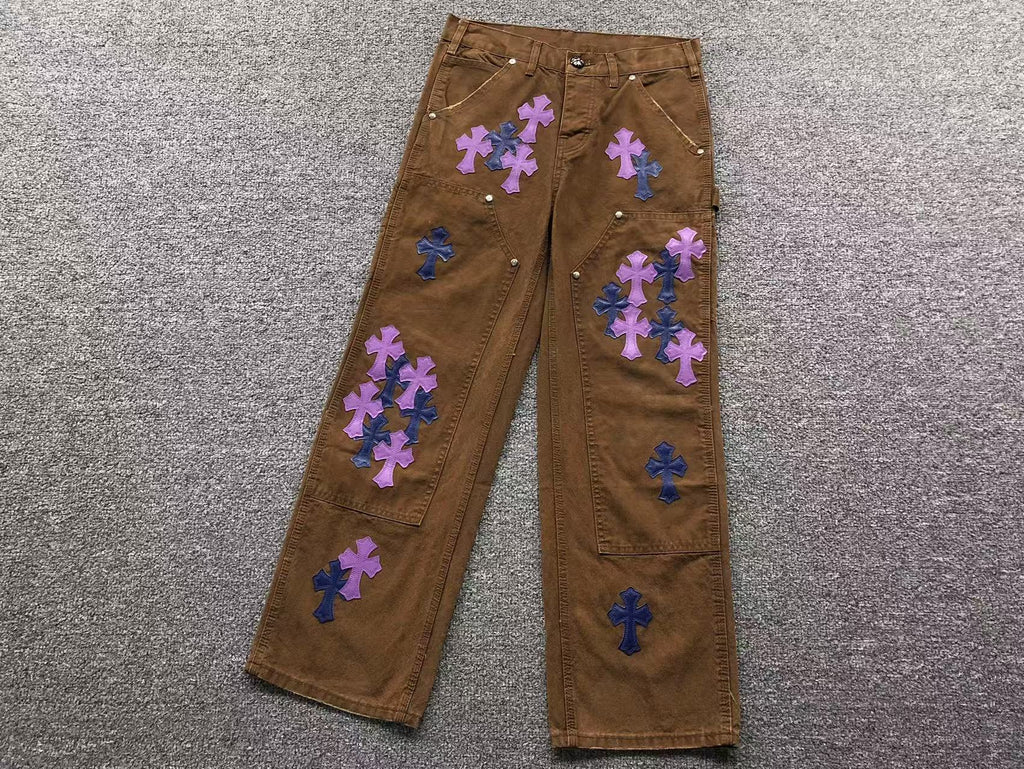 Blue & Pink Cross Patch Brown Carpenter Pants™