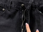Black Leather Cross Patch Black Baggy Jeans™