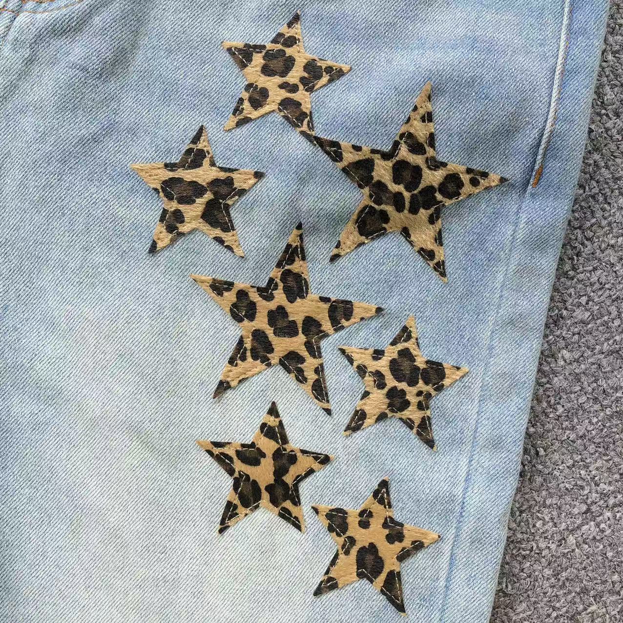 Leopard Star Patch Light Denim Baggy Jeans™