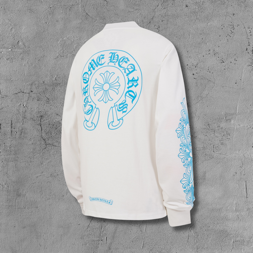 Blue Horseshoe Pocket White Long Sleeve™