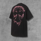 Pink & Black Embroidered Cross Black T-Shirt™