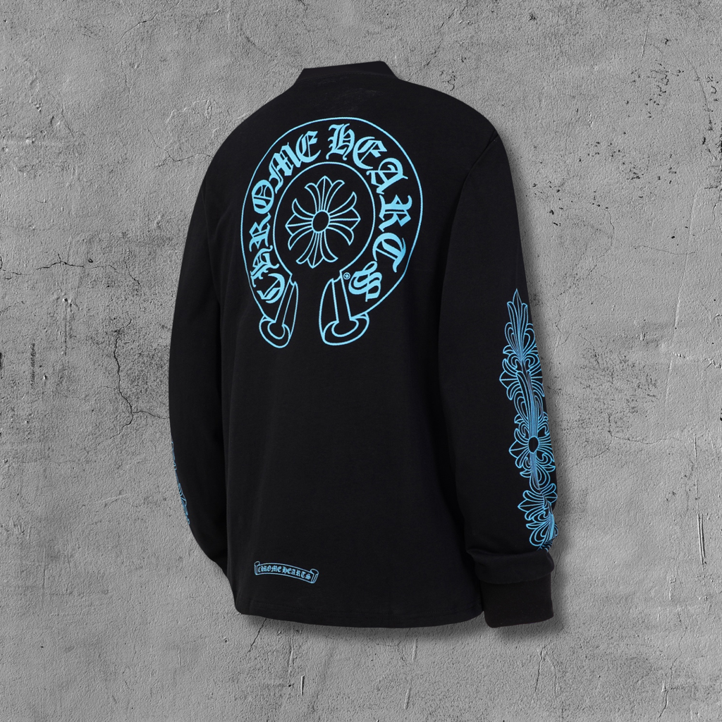 Blue Horseshoe Pocket Black Long Sleeve™