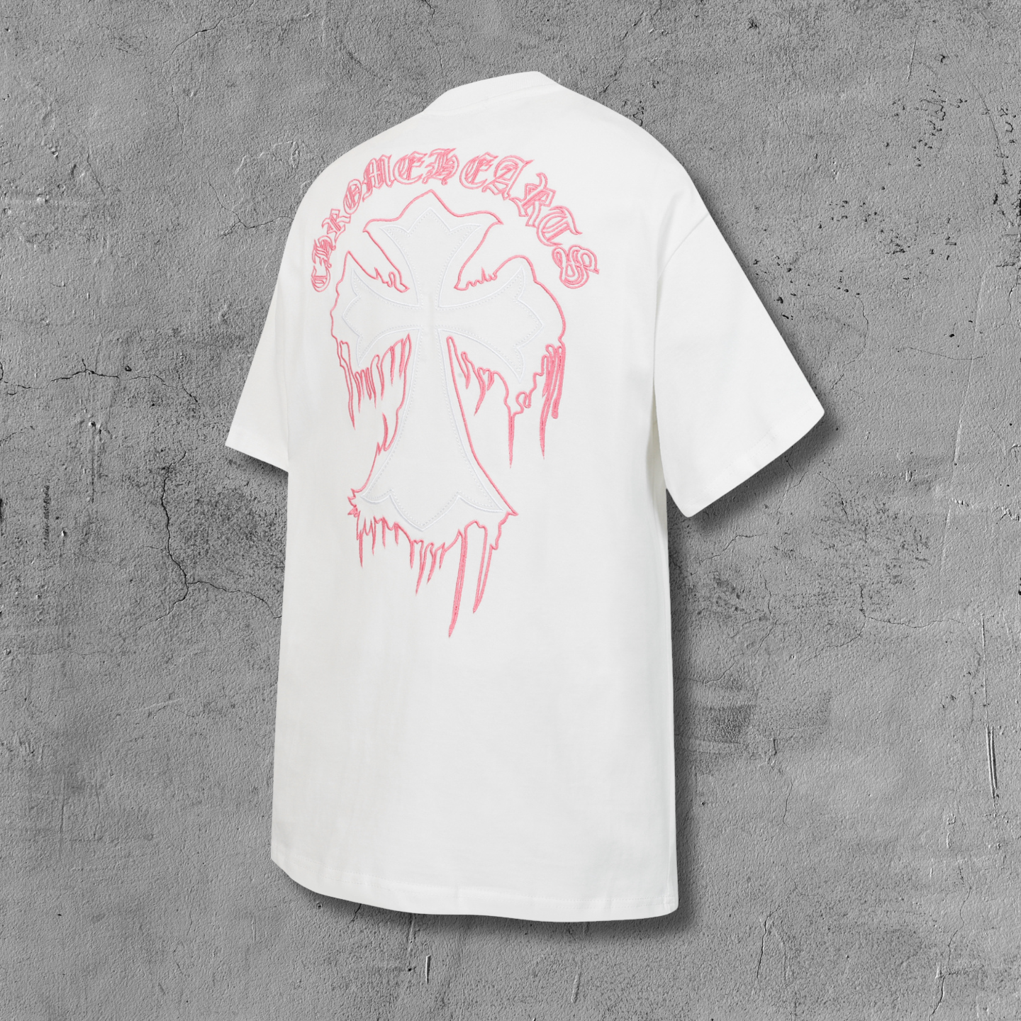 Pink & White Embroidered Cross White T-Shirt™