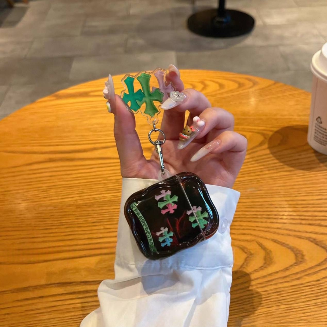 Multicolor Triple Cross Glossy Black Airpods Case™