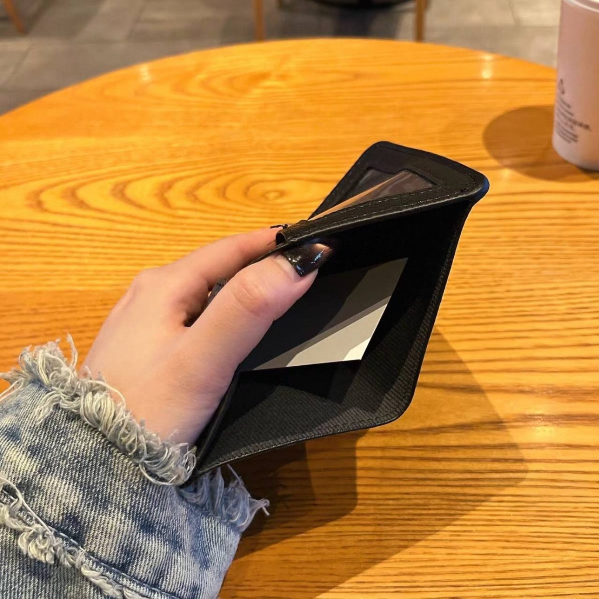 Metallic 3D Symbol Black Leather Wallet™