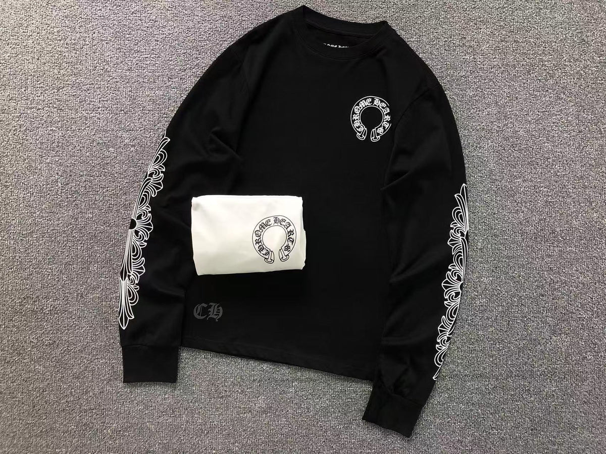 Horse Shoe Logo USA White/Black Long Sleeve™