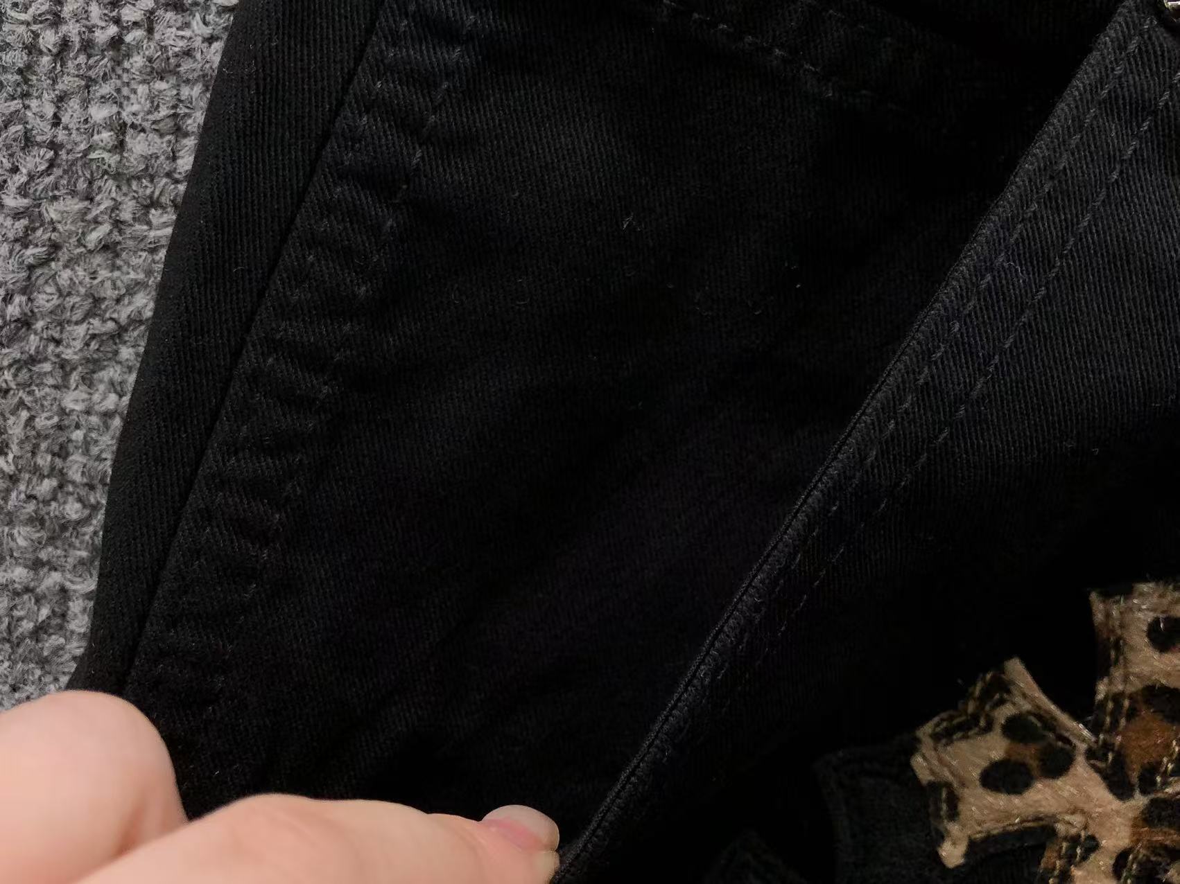Black & Leopard Cross Patch Black Carpenter Pants™