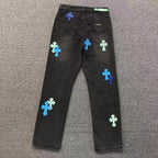Mixed Blue Cross Patch Dark Grey Denim Jeans™
