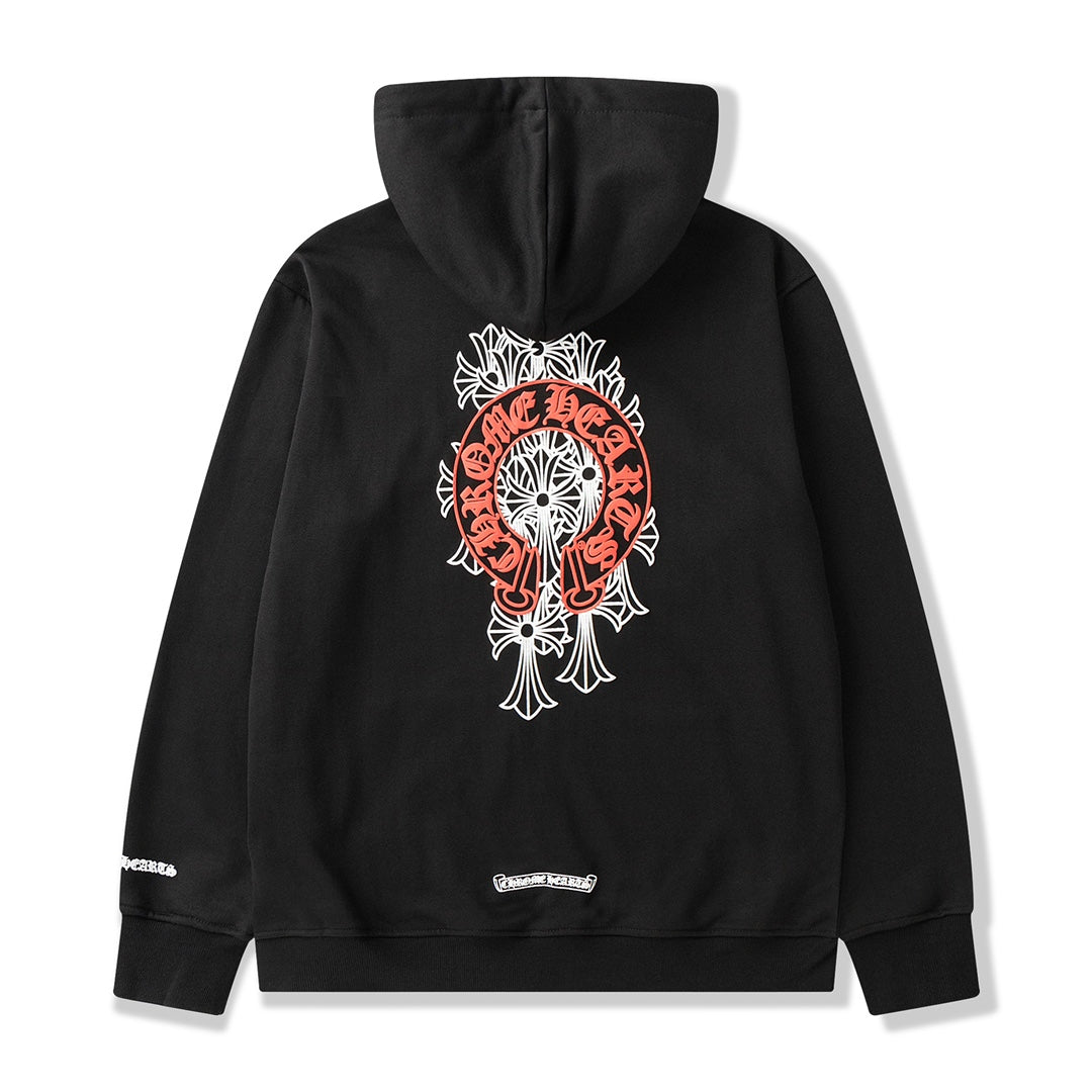 Red Horse Shoe Logo Black Full Zip Hoodie™