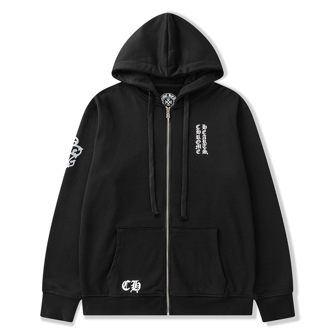 Multicross Typography Logo Black Full Zip Hoodie™
