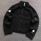 Lightning Bolt Patch Black Denim Jacket™