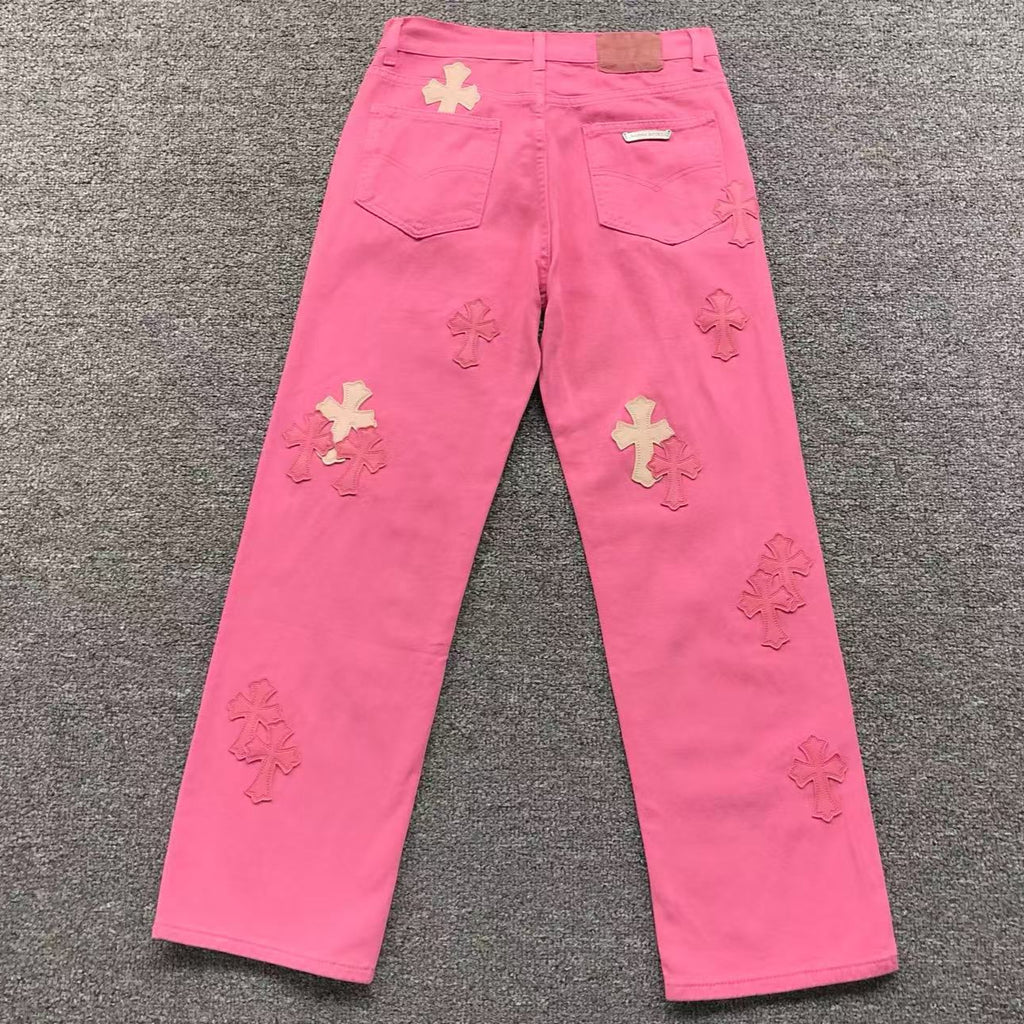 Double Pink Cross Patch Pink Denim Jeans™