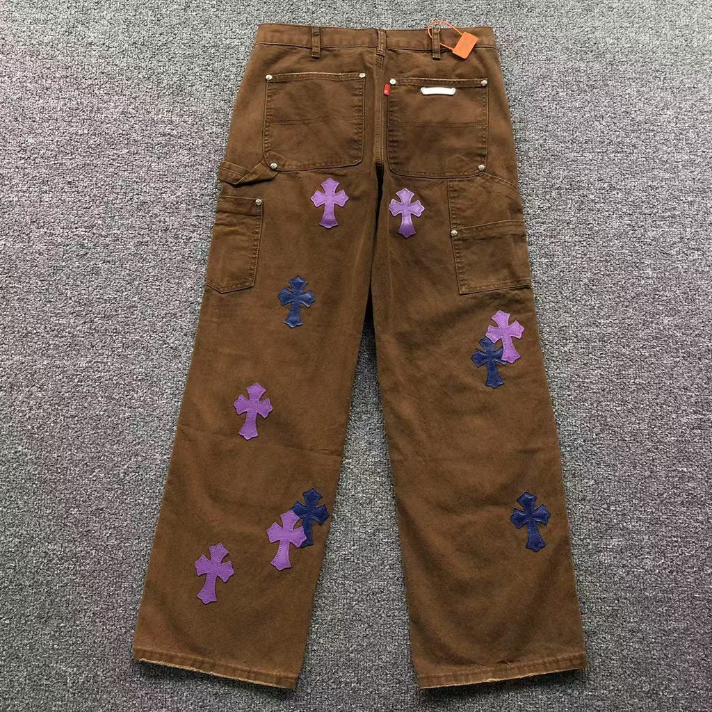 Blue & Pink Cross Patch Brown Carpenter Pants™