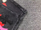 Multicolor Cross & Smiley Patch Grey Denim Jeans™