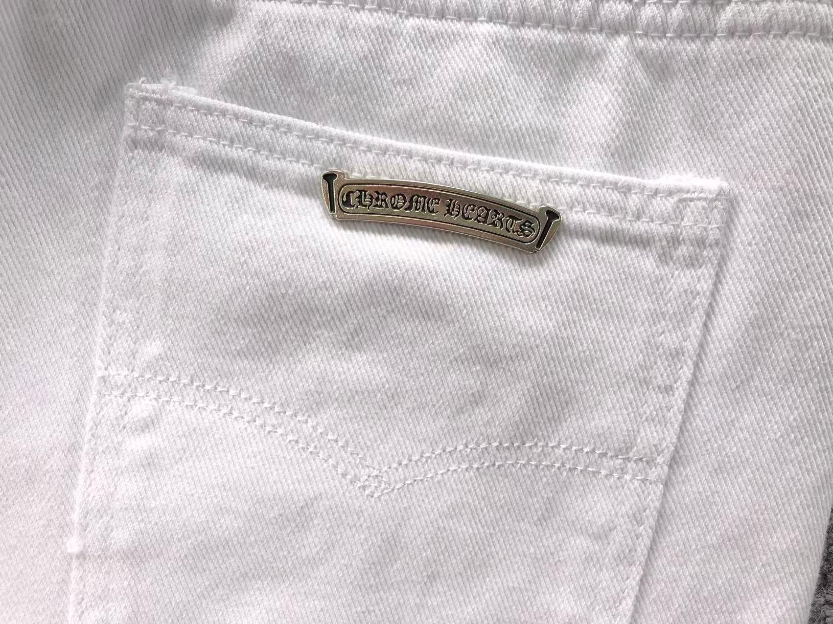 Red & Pink Cross Patch White Denim Jeans™