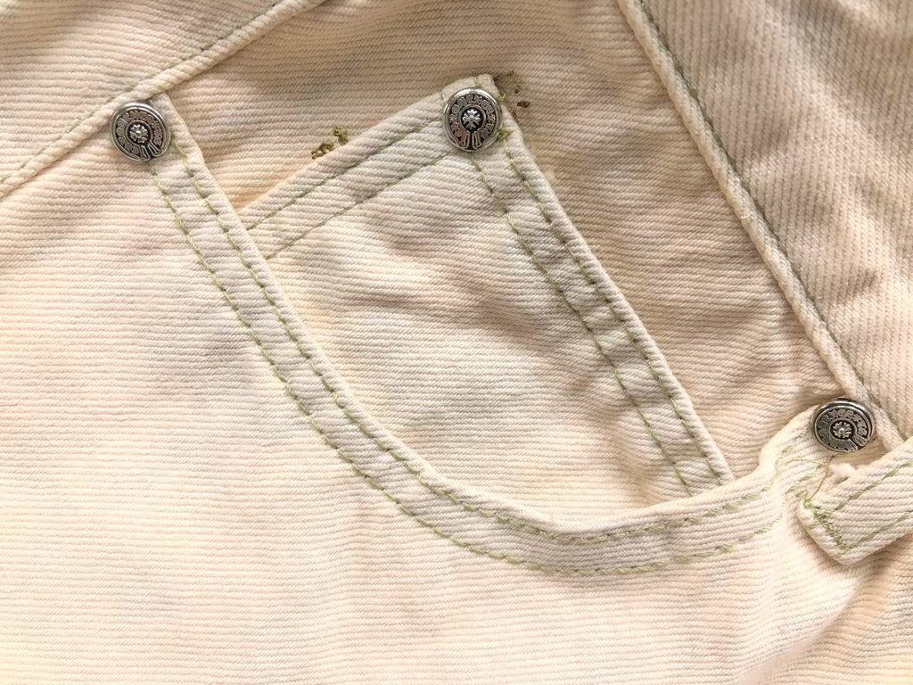 White Brown & Orange Cross Patch Cream Jeans™